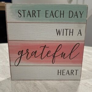 Inspirational Wooden Sign with Pastel Colors. 6x6”. EUC